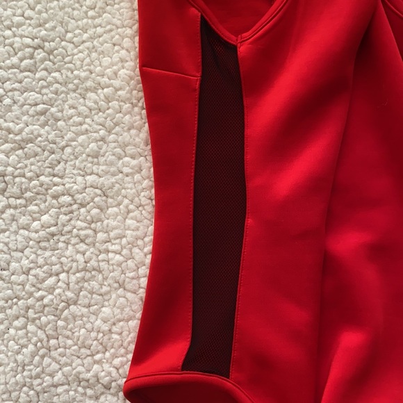 Sexy red body suit top with black mesh on sides - Picture 3 of 4